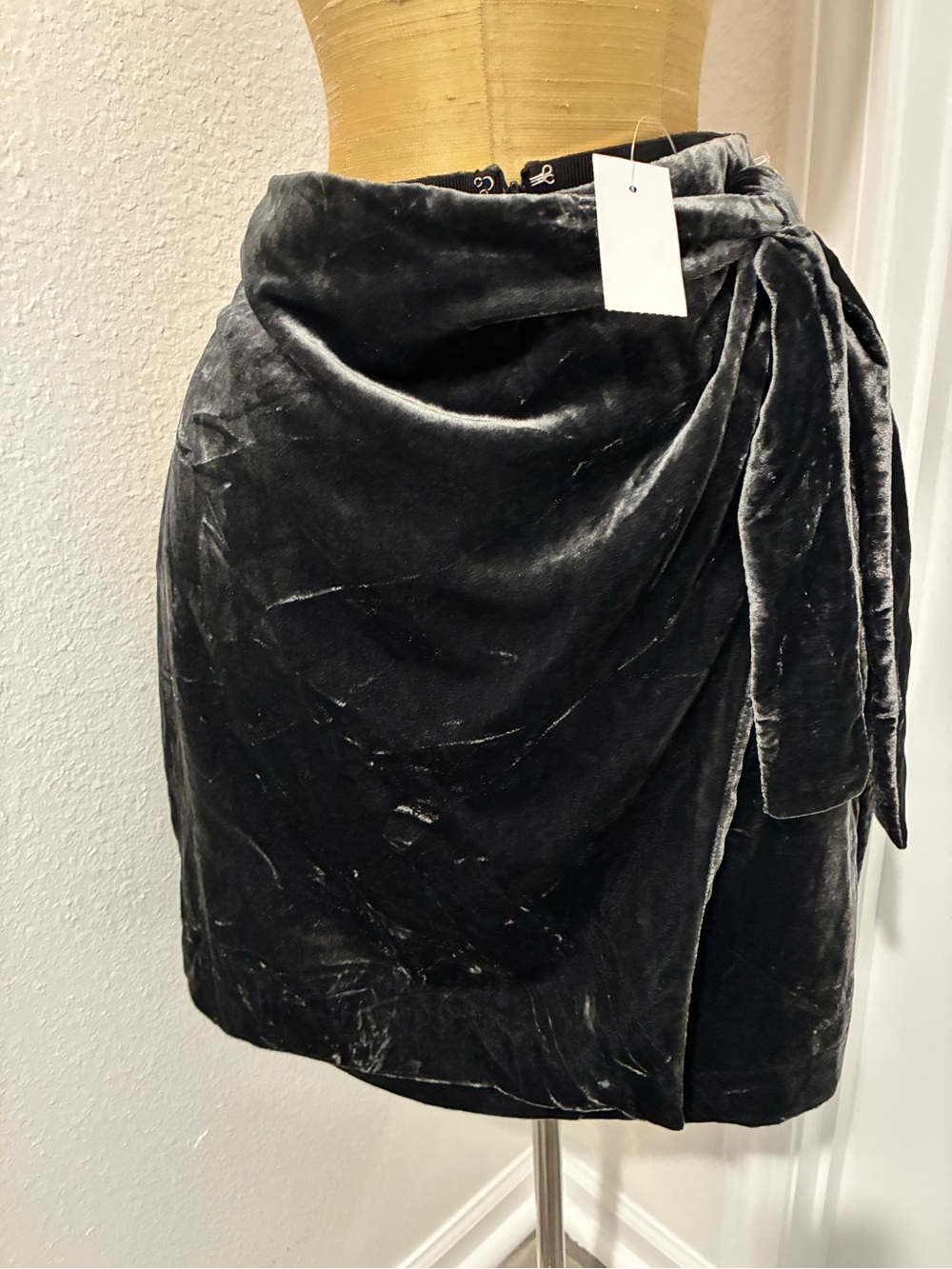 Ann Taylor Black Velvet Wrap Mini Skirt